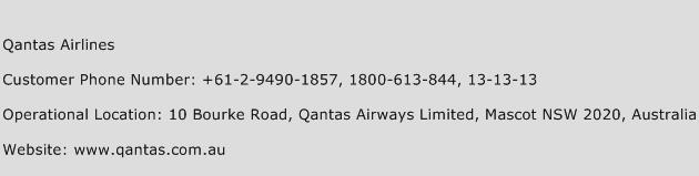 Qantas Airlines Phone Number Customer Service