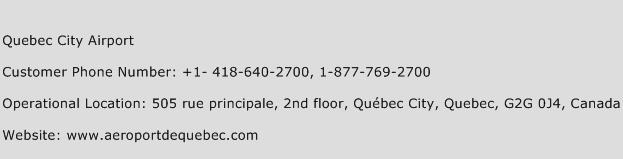 Quebec City Airport Phone Number Customer Service