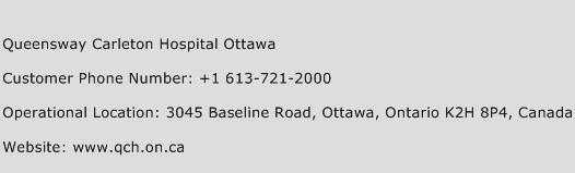 Queensway Carleton Hospital Ottawa Phone Number Customer Service