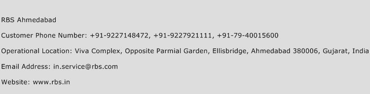 RBS Ahmedabad Phone Number Customer Service