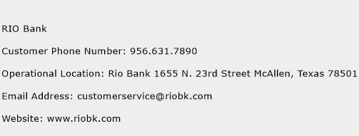 RIO Bank Phone Number Customer Service