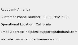 Rabobank America Phone Number Customer Service