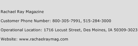 Rachael Ray Magazine Phone Number Customer Service