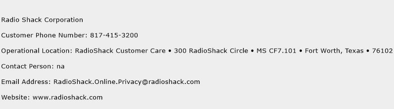 Radio Shack Corporation Phone Number Customer Service