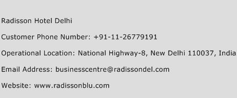 Radisson Hotel Delhi Phone Number Customer Service