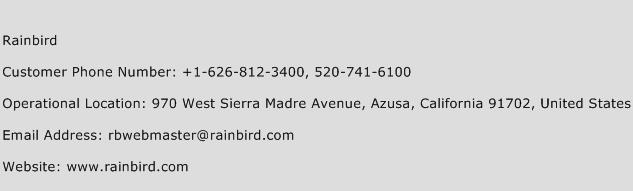 Rainbird Phone Number Customer Service