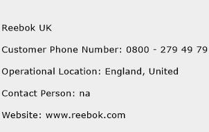 Reebok UK Phone Number Customer Service