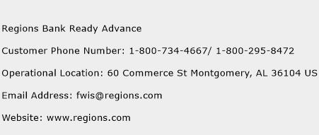 Regions Bank Ready Advance Phone Number Customer Service