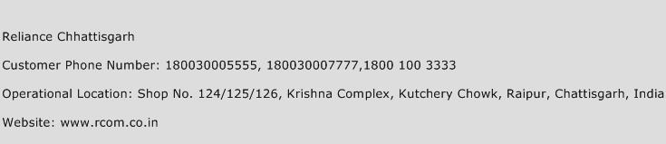 Reliance Chhattisgarh Phone Number Customer Service