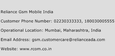 Reliance Gsm Mobile India Phone Number Customer Service