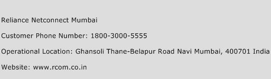 Reliance Netconnect Mumbai Phone Number Customer Service