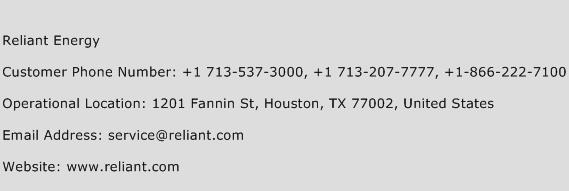 Reliant Energy Number Reliant Energy Customer Service Phone Number 