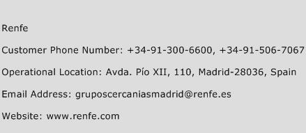 Renfe Phone Number Customer Service