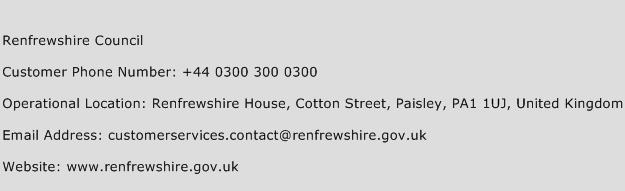 Renfrewshire Council Phone Number Customer Service