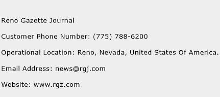 Reno Gazette Journal Phone Number Customer Service