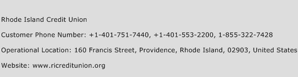 Rhode Island Credit Union Phone Number Customer Service