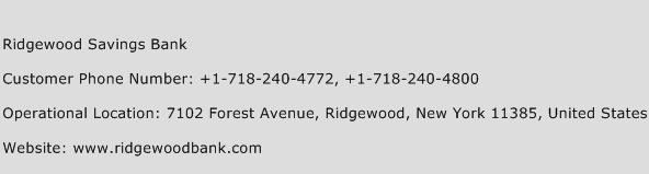 Ridgewood Savings Bank Phone Number Customer Service