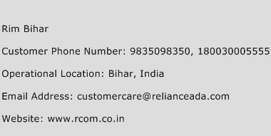 Rim Bihar Phone Number Customer Service