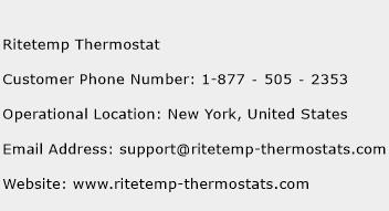 Ritetemp Thermostat Phone Number Customer Service