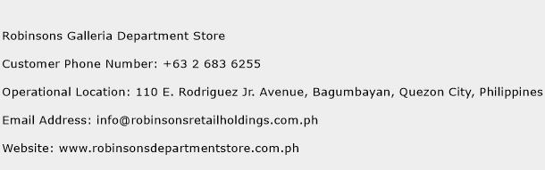 Robinsons Galleria Department Store Phone Number Customer Service
