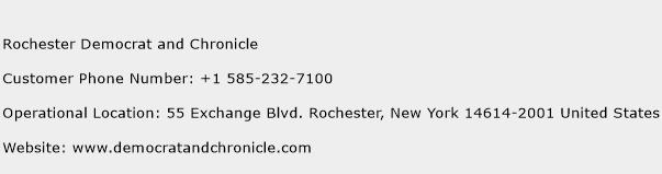 Rochester Democrat and Chronicle Phone Number Customer Service