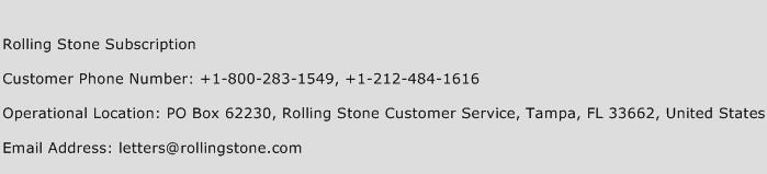 Rolling Stone Subscription Phone Number Customer Service