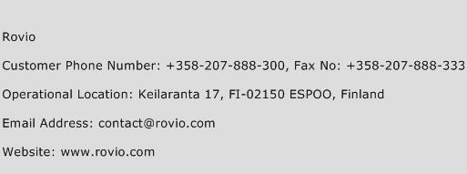 Rovio Phone Number Customer Service