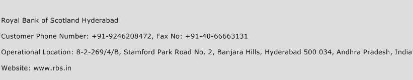Royal Bank of Scotland Hyderabad Phone Number Customer Service