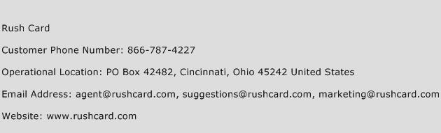 rushcard customer service number