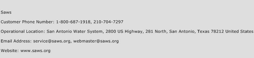 SAWS Phone Number Customer Service