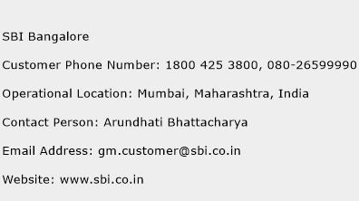 SBI Bangalore Phone Number Customer Service