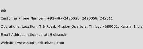 SIB Phone Number Customer Service