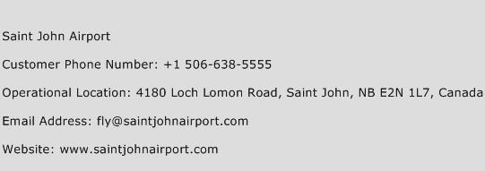 Saint John Airport Phone Number Customer Service