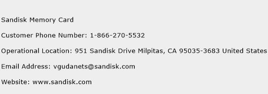 Sandisk Memory Card Phone Number Customer Service