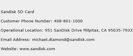 Sandisk SD Card Phone Number Customer Service