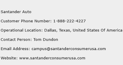 Santander Auto Phone Number Customer Service