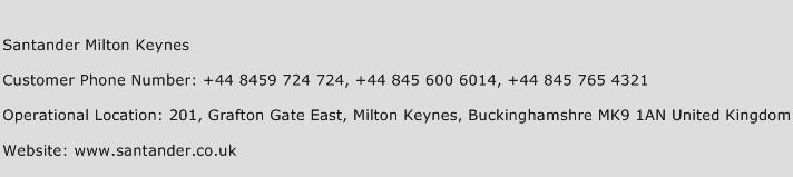 Santander Milton Keynes Phone Number Customer Service
