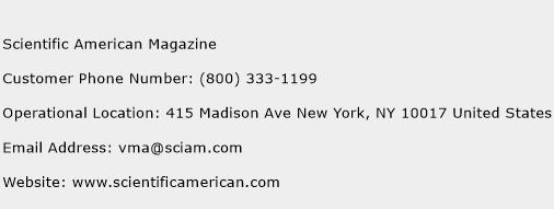 Scientific American Magazine Phone Number Customer Service
