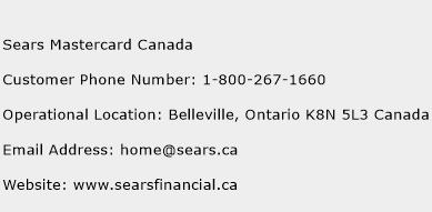 Sears Mastercard Canada Phone Number Customer Service