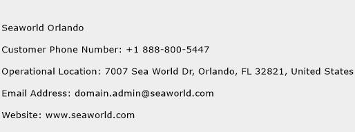 Seaworld Orlando Phone Number Customer Service