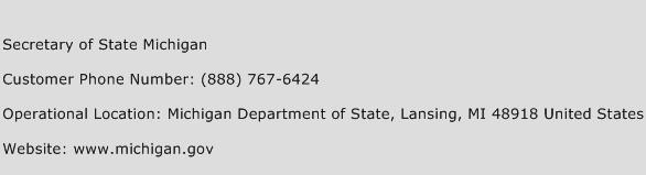 Secretary of State Michigan Contact Number | Secretary of State Michigan Customer Service Number ...