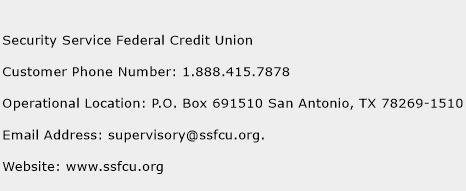 Security Service Federal Credit Union Phone Number Customer Service