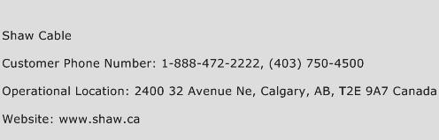 Shaw Cable Phone Number Customer Service