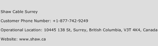 Shaw Cable Surrey Phone Number Customer Service