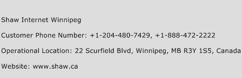Shaw Internet Winnipeg Phone Number Customer Service