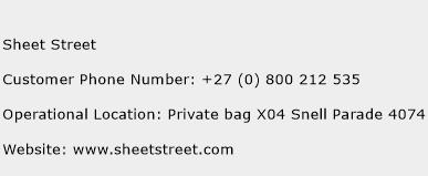 Sheet Street Phone Number Customer Service