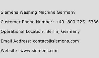 Siemens Washing Machine Germany Phone Number Customer Service