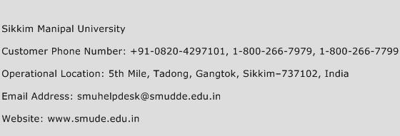 Sikkim Manipal University Phone Number Customer Service