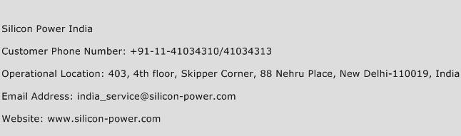 Silicon Power India Phone Number Customer Service