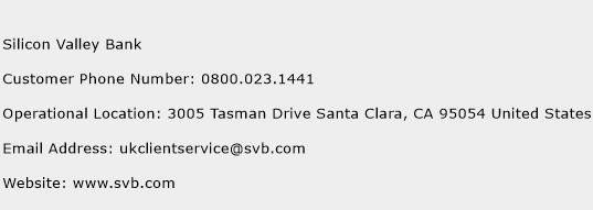 Silicon Valley Bank Phone Number Customer Service